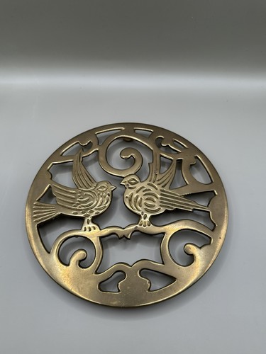 Vintage brass trivet with ball - vintage,