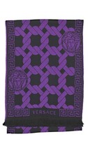Vintage Versace Wool Scarf Purple Pre-Owned Excellent Condition Made in Italy