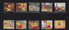 JAPAN 2014 DISNEY CHARACTERS WINNIE THE POOH 82 YEN COMP. SET OF 10 STAMPS USED