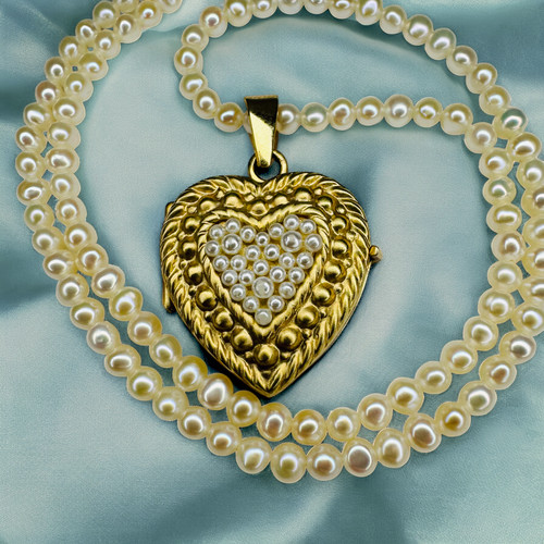 Antique seed pearl heart - seed,