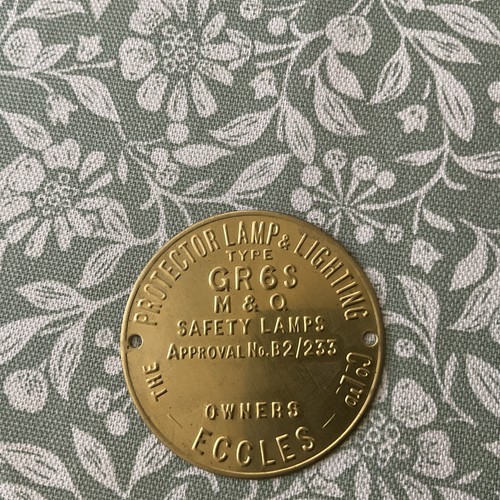 Miners lamp brass plate - ,