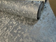 Velvet Crushed Foil Silver Metallic Luxury Textured Wallpaper 106489