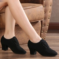 Ladies Faux Suede Sole Dance Shoes Pumps Trainer Footwear Latin Salsa Ballroom
