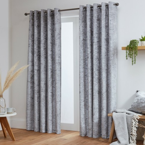 Crushed velvet curtains pair - curtains,