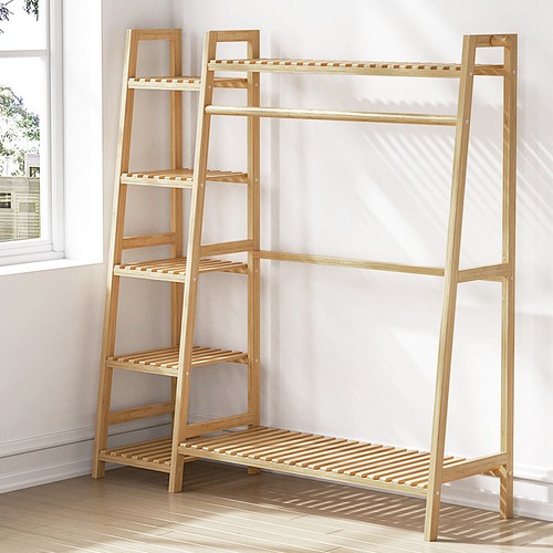 Wooden clothes rail rack - wooden,
