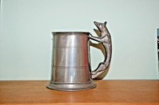 Vintage TML English Pewter Small Tankard Cup Mug w Fox Handle