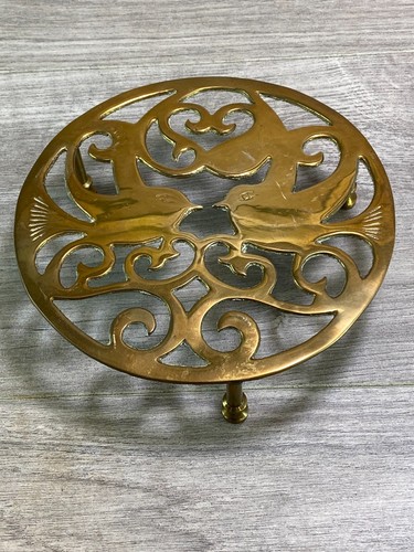 Vintage brass trivet with - vintage,