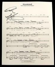 SIGNED OASIS ALAN McGEE WONDERWALL SHEET MUSIC PHOTO NOEL GALLAGHER BONEHEAD