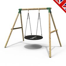 Rebo Kids Wooden Garden Swing Set Childrens Swings Spider Net/Nest Swing