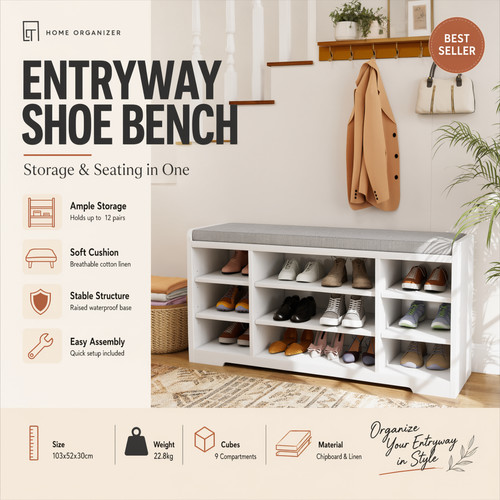 Shoe bench with cushion - bench,