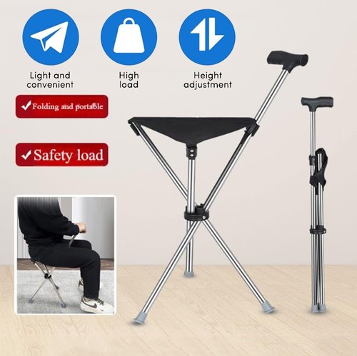 Folding cane seat - 2-in-1,