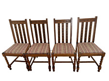 Antique Chairs set of four Barley Twist Legs Solid Oak Hand Carved Backs