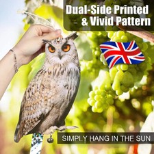 Realistic Owl Decoy Deterrent Bird Pigeon Crow Scarer Head Statue Repellent 