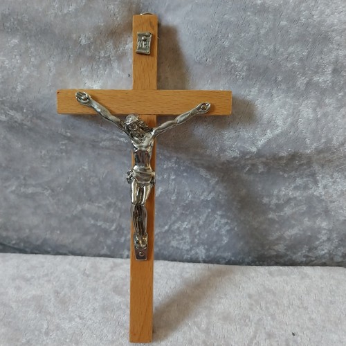 Wood and metal crucifix small - and,