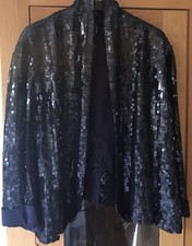 Navy Sequin Jacket by Topshop