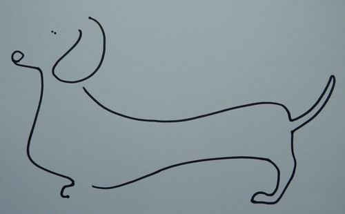 Dachshund dog ink drawing