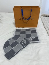 Louis Vuitton Grey LV Beanie Scarf Set