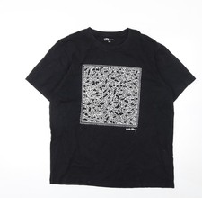 Uniqlo Men Black Keith Haring Graphic Print Short Sleeve T-Shirt Size M