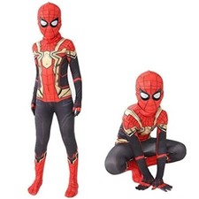 Spiderman Costume Gold Suit Fancy Dress Superhero Kids Cosplay Party Child 140cm