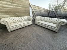 Three 3 Seaters Cream Leather