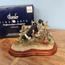 NEW Border Fine Arts Scene Split DecisionA4072 Collie Dogs, Pheasant & Rabbit