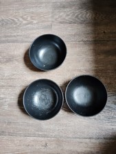 Set of 3 Black Kitchen Bowls