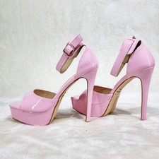 Jessica Baby Pink Patent Platform Stiletto High Heels Ankle Strap Sandal Shoes
