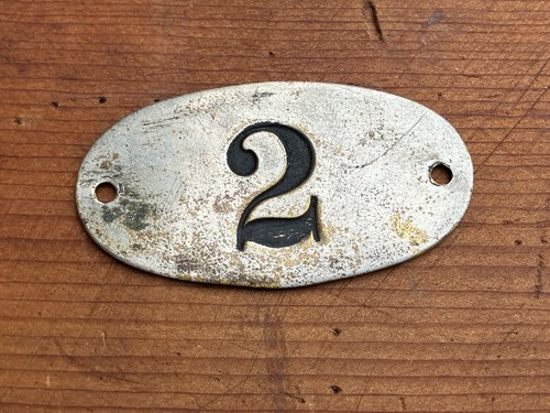Antique number tag metal - antique, 2