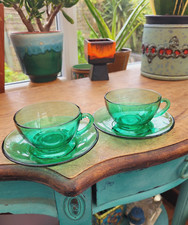 Arcoroc Green Glass Cups And