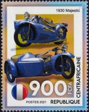 1930 MAJESTIC & Bernardet Sidecar Motorcycle Motorbike Stamp 2021 Central Africa