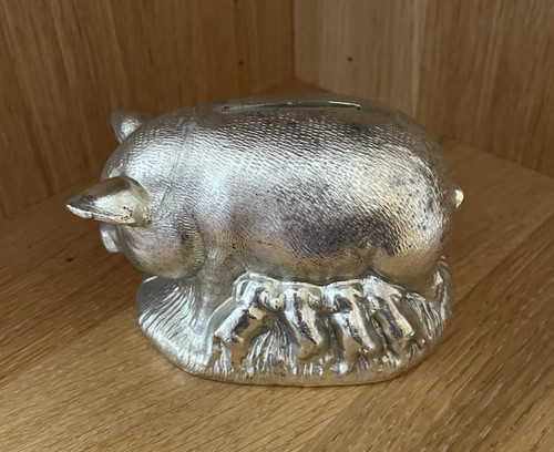 Vintage metal silver tone - tone, pig