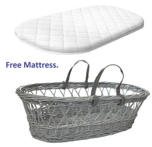 Grey wicker moses basket - grey,