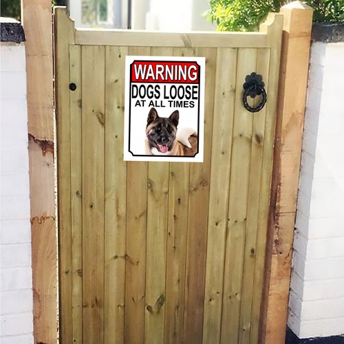 Warning dogs loose akita - dogs,