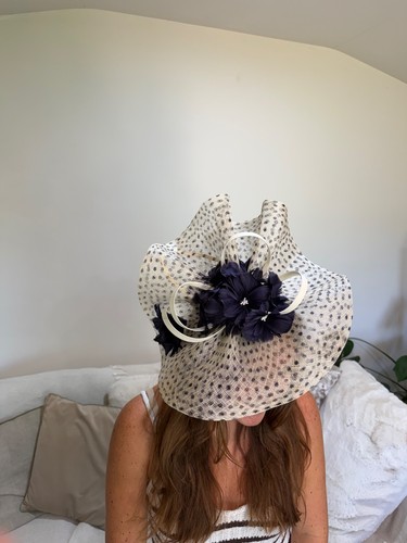 Ladies polkadot navy and ivory