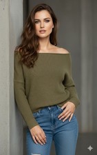 Off Shoulder Crop Jumper Womens Slash Neck Knitted Warm Oversized Sweater Top