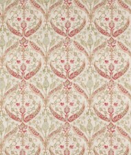 COLEFAX & FOWLER CURTAIN FABRIC 'YASAMIN - RED/GREEN' 3.8 METRES - 100% LINEN