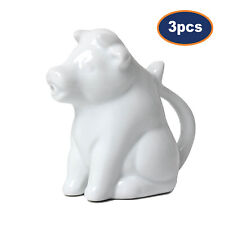 3Pcs 50ml Porcelain White Cow Milk Jug Handle Coffee Tea Creamer Non-Drip Spout