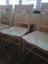 6 X Cream Cross Back Dining Chair Comfortable & Stylish Wooden 