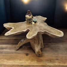 Wood Side Table Tree Slice Coffee Table Teak Wood Living Room Table Root Wood