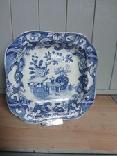 Mason's Blue & White Ironstone Square Platter Chinoiserie 19th C Early Mark