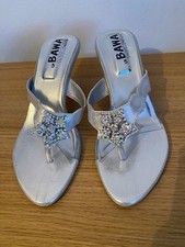 Silver Slip On Thonged Evening Sandals Size 5.  Excellent condition, worn once