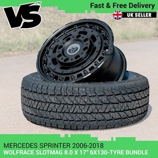 FOR MERC SPRINTER 06-18 6x130 17" SLOT MAGWHEELS & BUDGET TYRES BUNDLE  BLACK