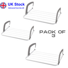 3 Pack of Radiator Clothes Airer Over Door Drying Rack Rail Hanger