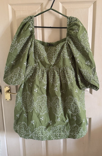 Zara green floral embroidered - zara,