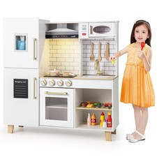 COSTWAY Kids Kitchen Playset Toddler Pretend Play Kitchen Set-White