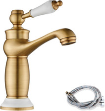 Retro Bathroom Basin Mixer Tap, Luxury Victorian Sink Tap with Ceramic Handle, V