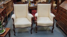Pair of Antique Regency Period Inlaid Armchairs
