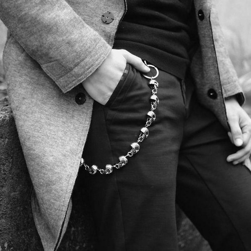 Gothic jeans skull - skull, chain