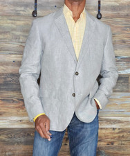 Bonobos 100% Irish Linen Slim Fit Dual Vent Stitched Lapel Blazer Jacket 42S