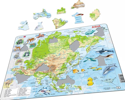 Map asia with animals - with,